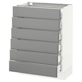 SEKTION Gabinete bajo 6 frentes/6 cjn bajos, blanco Maximera/Bodbyn gris, 24x15x30 "