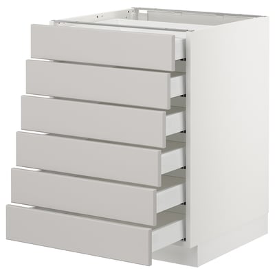 SEKTION Gabinete bajo 6 frentes/6 cjn bajos, blanco Maximera/Lerhyttan gris claro, 24x24x30 "
