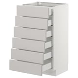 SEKTION Gabinete bajo 6 frentes/6 cjn bajos, blanco Maximera/Lerhyttan gris claro, 18x15x30 "