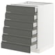SEKTION Gabinete bajo 6 frentes/6 cjn bajos, blanco Maximera/Voxtorp gris oscuro, 24x24x30 "