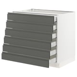 SEKTION Gabinete bajo 6 frentes/6 cjn bajos, blanco Maximera/Voxtorp gris oscuro, 36x24x30 "