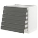 SEKTION Gabinete bajo 6 frentes/6 cjn bajos, blanco Maximera/Voxtorp gris oscuro, 36x24x30 "