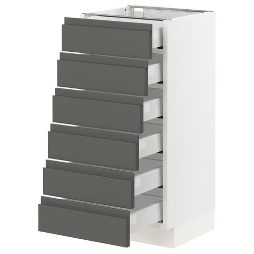 SEKTION Gabinete bajo 6 frentes/6 cjn bajos, blanco Maximera/Voxtorp gris oscuro, 15x15x30 "