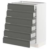 SEKTION Gabinete bajo 6 frentes/6 cjn bajos, blanco Maximera/Voxtorp gris oscuro, 24x15x30 "