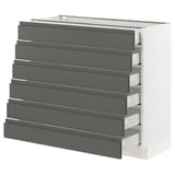 SEKTION Gabinete bajo 6 frentes/6 cjn bajos, blanco Maximera/Voxtorp gris oscuro, 36x15x30 "