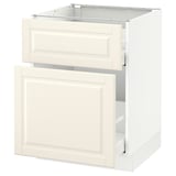 SEKTION Gabinete bajo+alm extraíble/cajón, blanco Maximera/Bodbyn color hueso, 24x24x30 "