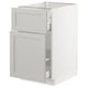 SEKTION Gabinete bajo+alm extraíble/cajón, blanco Maximera/Lerhyttan gris claro, 18x24x30 "