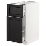 SEKTION Gabinete bajo+alm extraíble/cajón, blanco Maximera/Lerhyttan teñido en negro, 15x24x30 "