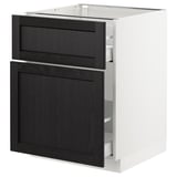 SEKTION Gabinete bajo+alm extraíble/cajón, blanco Maximera/Lerhyttan teñido en negro, 24x24x30 "