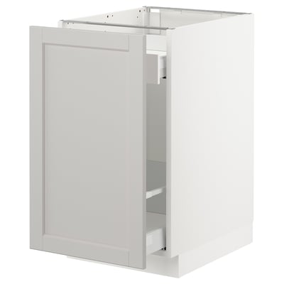 SEKTION Gabinete bajo+almacenamiento xtrbl, blanco Maximera/Lerhyttan gris claro, 18x24x30 "