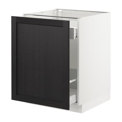 SEKTION Gabinete bajo+almacenamiento xtrbl, blanco Maximera/Lerhyttan teñido en negro, 24x24x30 "