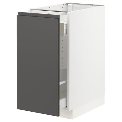 SEKTION Gabinete bajo+almacenamiento xtrbl, blanco Maximera/Voxtorp gris oscuro, 15x24x30 "