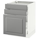 SEKTION Gabinete bajo/almcn xtrbl/2 cajones, blanco Maximera/Bodbyn gris, 24x24x30 "