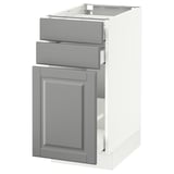 SEKTION Gabinete bajo/almcn xtrbl/2 cajones, blanco Maximera/Bodbyn gris, 15x24x30 "