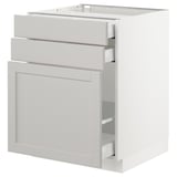 SEKTION Gabinete bajo/almcn xtrbl/2 cajones, blanco Maximera/Lerhyttan gris claro, 24x24x30 "