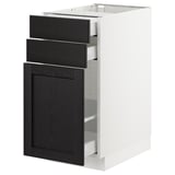 SEKTION Gabinete bajo/almcn xtrbl/2 cajones, blanco Maximera/Lerhyttan teñido en negro, 15x24x30 "