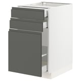 SEKTION Gabinete bajo/almcn xtrbl/2 cajones, blanco Maximera/Voxtorp gris oscuro, 18x24x30 "