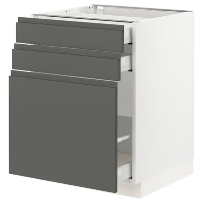 SEKTION Gabinete bajo/almcn xtrbl/2 cajones, blanco Maximera/Voxtorp gris oscuro, 24x24x30 "
