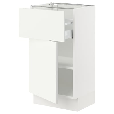 SEKTION Gabinete bajo+cajón/puerta, blanco/Vallstena blanco, 18x15x30 "