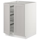 SEKTION Gabinete bajo+canasta alambre/2 prt, blanco/Lerhyttan gris claro, 24x24x30 "