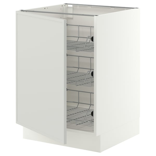 SEKTION Gabinete bajo+canastas de alambre, blanco/Aspudden gris claro, 24x24x30 "