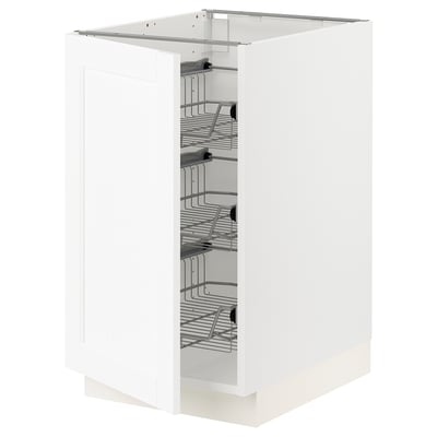 SEKTION Gabinete bajo+canastas de alambre, blanco Enköping/blanco efecto madera, 18x24x30 "