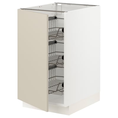 SEKTION Gabinete bajo+canastas de alambre, blanco/Havstorp beige, 18x24x30 "