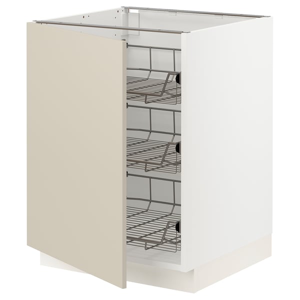 SEKTION Gabinete bajo+canastas de alambre, blanco/Havstorp beige, 24x24x30 "