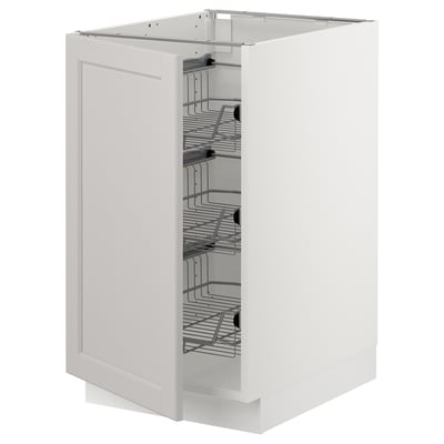 SEKTION Gabinete bajo+canastas de alambre, blanco/Lerhyttan gris claro, 18x24x30 "