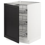 SEKTION Gabinete bajo+canastas de alambre, blanco/Lerhyttan teñido en negro, 24x24x30 "