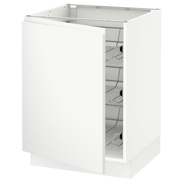 SEKTION Gabinete bajo+canastas de alambre, blanco/Voxtorp blanco mate, 24x24x30 "