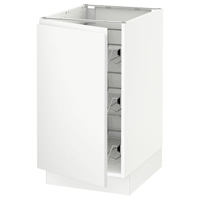 SEKTION Gabinete bajo+canastas de alambre, blanco/Voxtorp blanco mate, 18x24x30 "