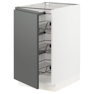 SEKTION Gabinete bajo+canastas de alambre, blanco/Voxtorp gris oscuro, 18x24x30 "