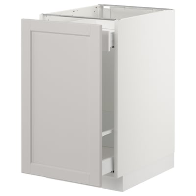 SEKTION Gabinete bajo clas residuos/1 prta, blanco Maximera/Lerhyttan gris claro, 18x24x30 "