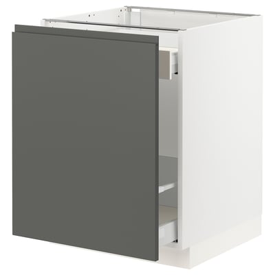 SEKTION Gabinete bajo clas residuos/1 prta, blanco Maximera/Voxtorp gris oscuro, 24x24x30 "