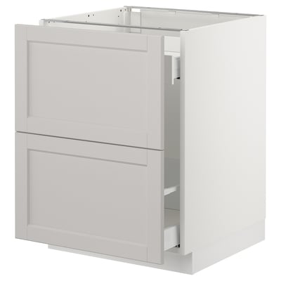 SEKTION Gabinete bajo clas residuos/2 frnt, blanco Maximera/Lerhyttan gris claro, 24x24x30 "