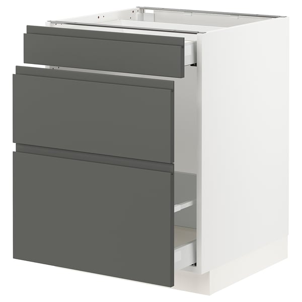 SEKTION Gabinete bajo clas residuos/2 frnt, blanco Maximera/Voxtorp gris oscuro, 24x24x30 "