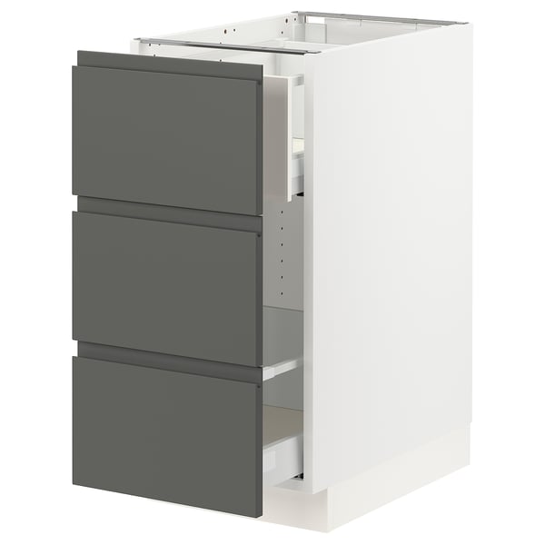 SEKTION Gabinete bajo clas residuos/2 frnt, blanco Maximera/Voxtorp gris oscuro, 15x24x30 "
