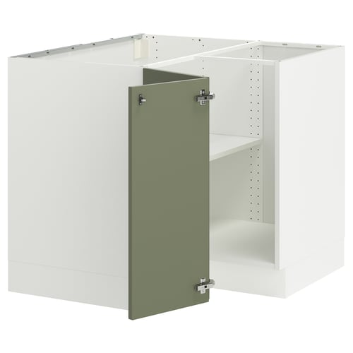 SEKTION Gabinete bajo de esquina+estante, blanco/Axstad gris-verde, 38x24x30 "