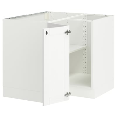 SEKTION Gabinete bajo de esquina+estante, blanco Enköping/blanco efecto madera, 38x24x30 "