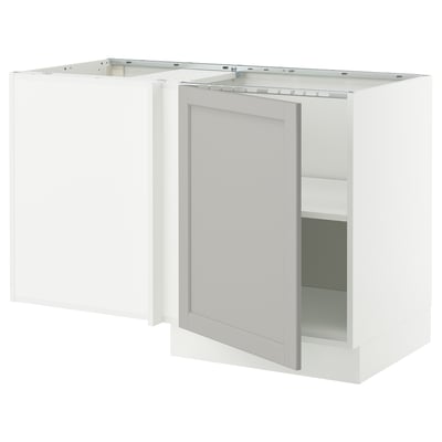 SEKTION Gabinete bajo de esquina+estante, blanco/Lerhyttan gris claro, 50x24x30 "