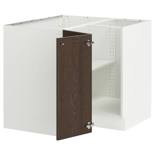 SEKTION Gabinete bajo de esquina+estante, blanco/Sinarp marrón, 38x24x30 "