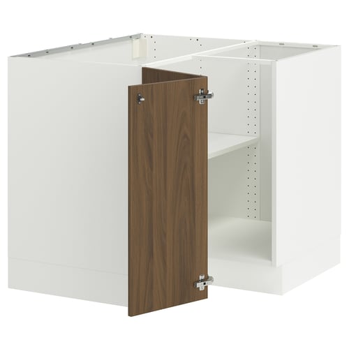 SEKTION Gabinete bajo de esquina+estante, blanco/Tistorp efecto nogal marrón, 38x24x30 "