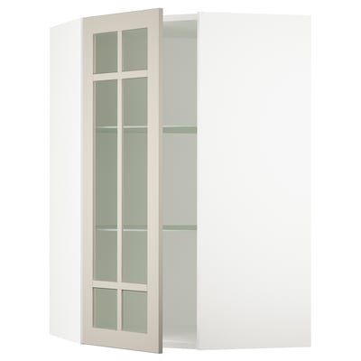 SEKTION Gabinete bajo esq+estantes/prta vdr, blanco/Stensund beige, 26x15x40 "