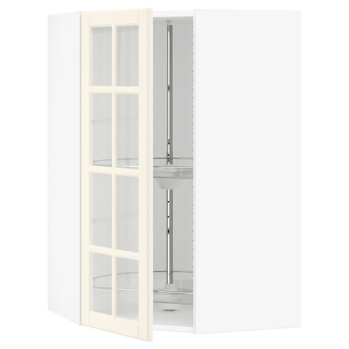 SEKTION Gabinete bajo esq+stn gira/prta vdr, blanco/Bodbyn color hueso, 26x15x40 "