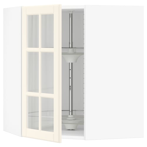 SEKTION Gabinete bajo esq+stn gira/prta vdr, blanco/Bodbyn color hueso, 26x15x30 "