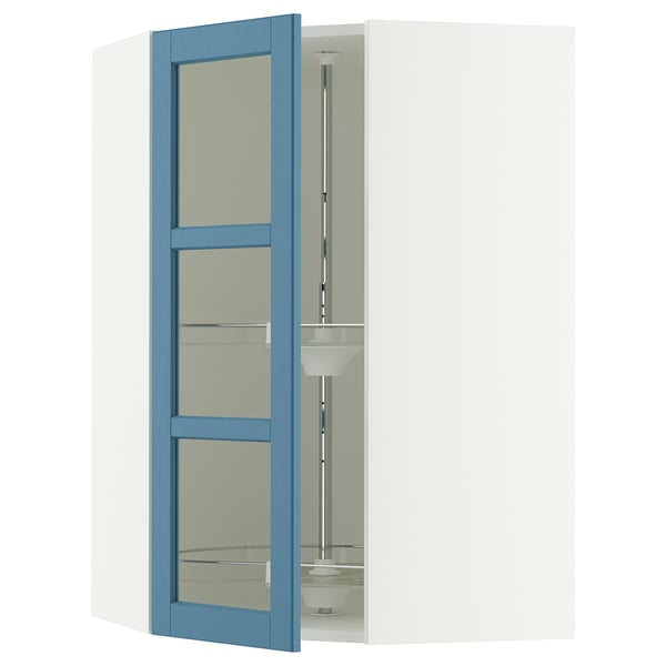 SEKTION Gabinete bajo esq+stn gira/prta vdr, blanco/Lerhyttan azul, 26x15x40 "