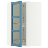 SEKTION Gabinete bajo esq+stn gira/prta vdr, blanco/Lerhyttan azul, 26x15x40 "
