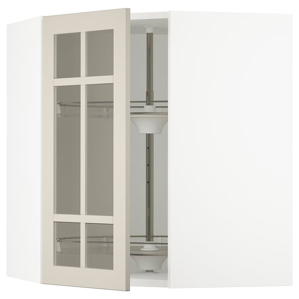 SEKTION Gabinete bajo esq+stn gira/prta vdr, blanco/Stensund beige, 26x15x30 "