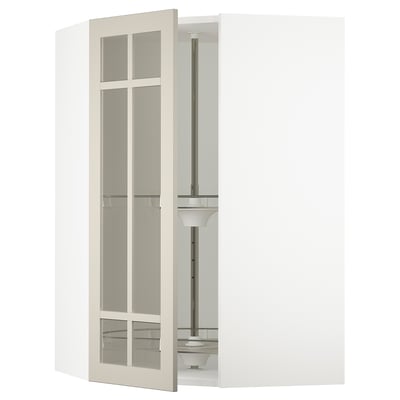 SEKTION Gabinete bajo esq+stn gira/prta vdr, blanco/Stensund beige, 26x15x40 "